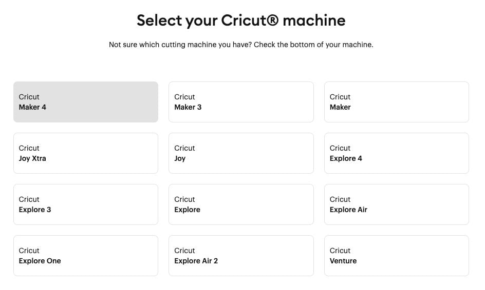 Screenshot of the Select Your Cricur Machine screen in Design Space showing the Maker 3 selected.