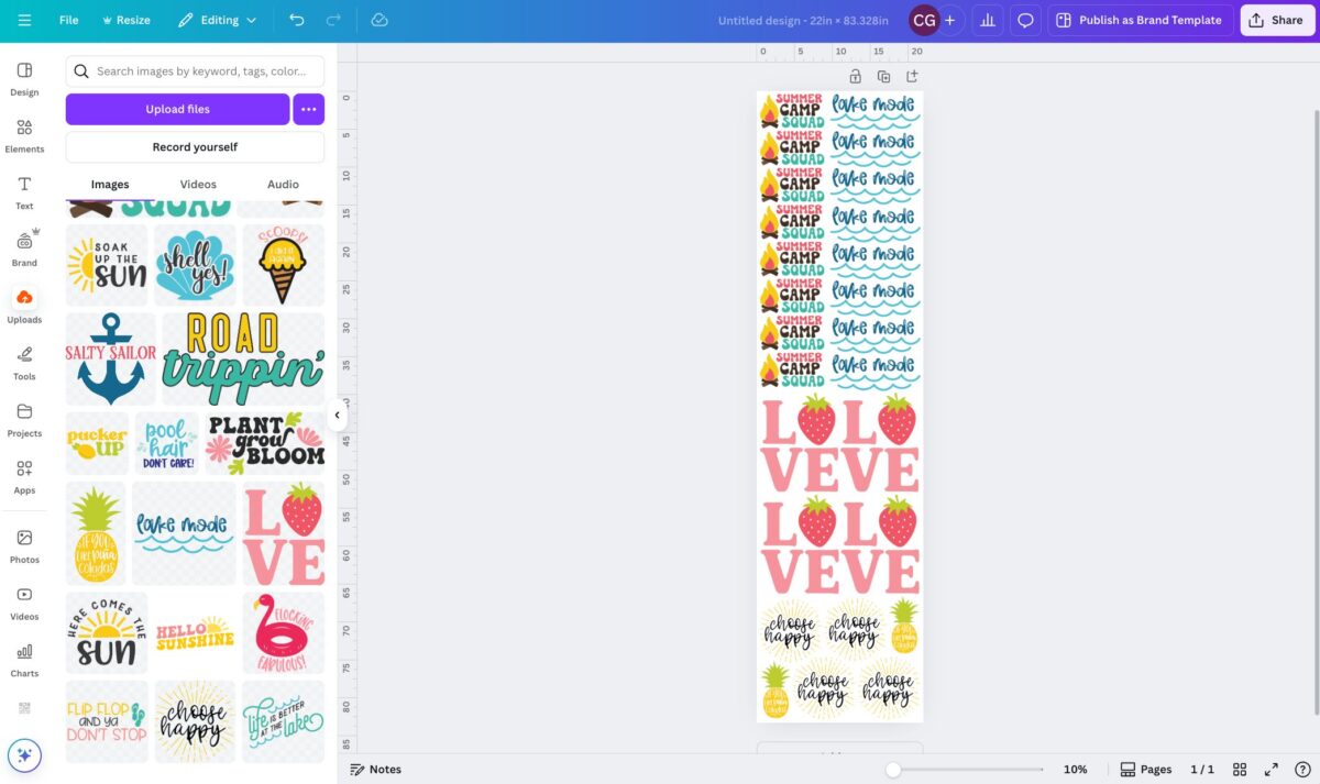 Screenshot: showing canvas filled with new images zoomed out