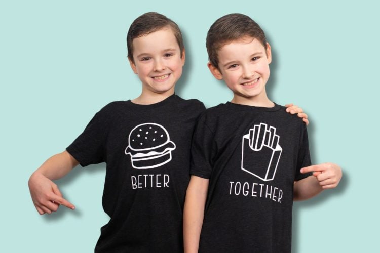 twin boys wearing "better together" shirts